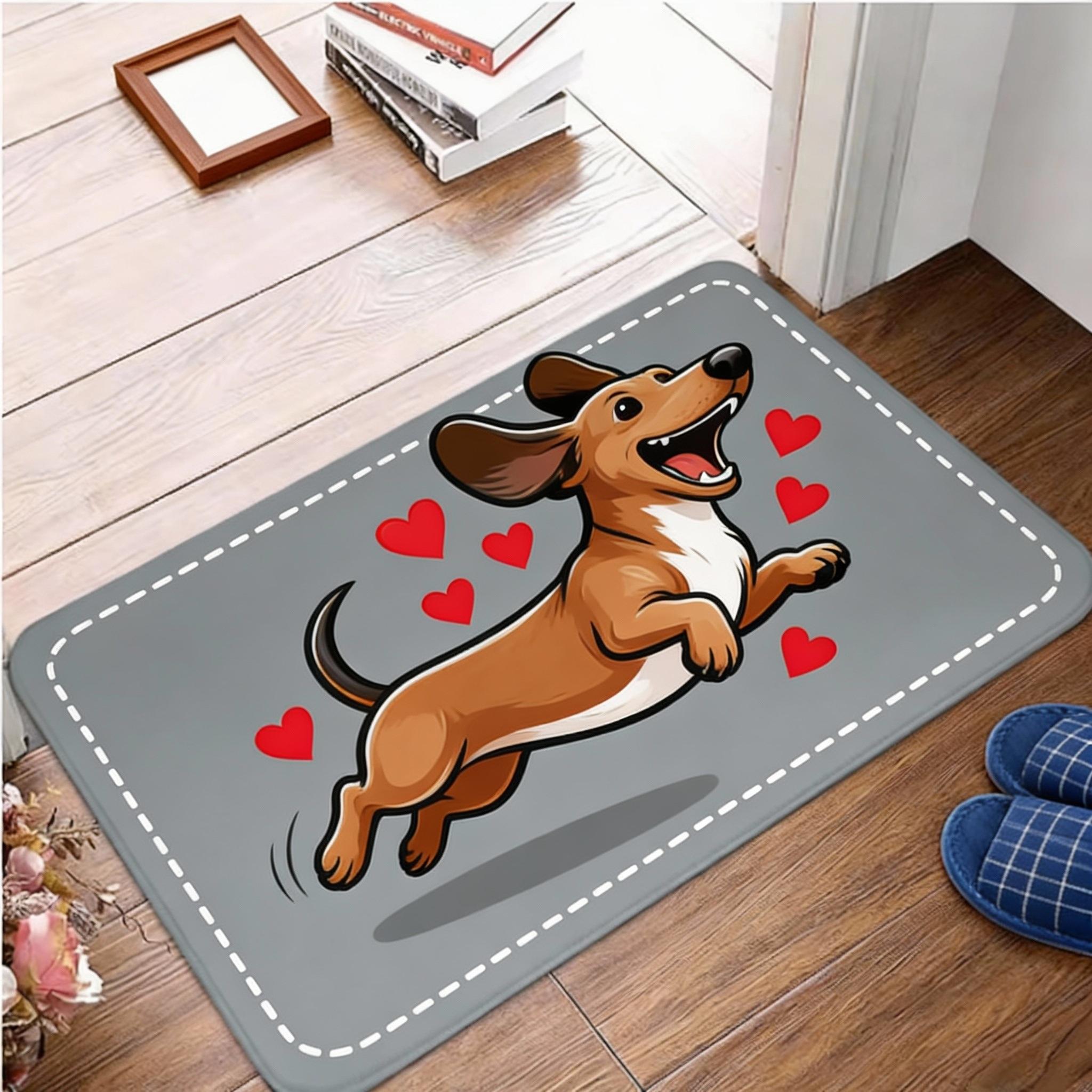 Niet-slip Deurmat met Teckel Thema - Machine Wasbaar, Lichtgewicht Polyester Kleed voor Huisdecoratie, Geweldig voor Slaapkamer 40x60cm16x24in