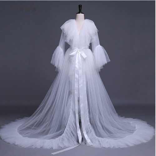Roupa de Dormir Sexy Feminina Vestido Longo de Renda Robe Roupão