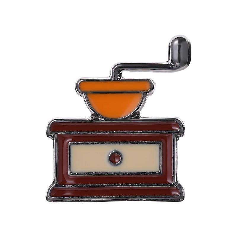 Coffee Maker Enamel Brooch Coffee Bean Grinder Coffee Kettle Cup Bag Barista Badge Punk Lapel Coffee Collection Pin Jewelry Gift