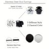 6Pairs/set Trendy Simple Stainless Steel Stud Earrings For Men For Daily Decoration Gift For Family And Friends Holiday Birthday