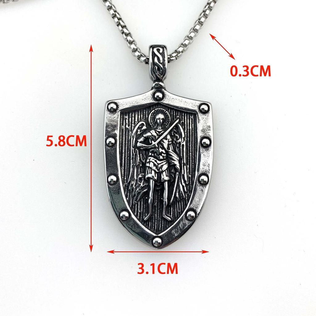 Halskette Griechischer Kriegsgott Engelsflügel Schild Herren Trendy Retro Anhänger