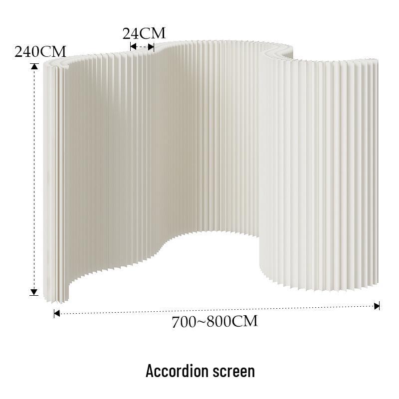 18-Panel Curved Folding Screen Divider – Japanese Style Retractable Wall for Live Broadcasts