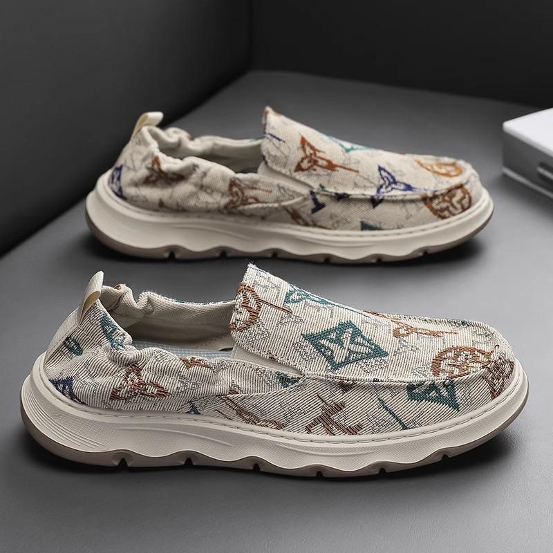 

Холщовые туфли мужские туфли 2025 новые летние повседневные универсальные на одной педали старые пекинские тканевые туфли мужские мягкая подошва ленивые модные туфли 39