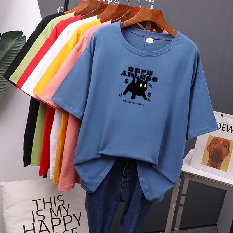 Cat Animal Pet Love Style Clothes Summer Female T-shirts Short Sleeve Ladies Print Fashion Women's Clothing Graphic Tee