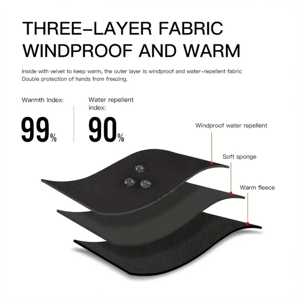 Winter Gloves For Men Women Waterproof Windproof Snowboard Motorcycle Riding Driving Warm Touchscreen Zipper Glove