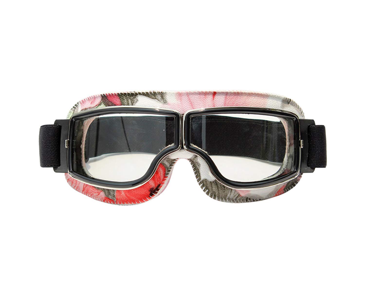 

[IronKing] Retro Motorcycle Goggles PC Lens Multi-Purpose Windproof Sandproof Anti-Fog UV Protection Outdoor Sports Goggles T-13 Sencha Red (Clear)