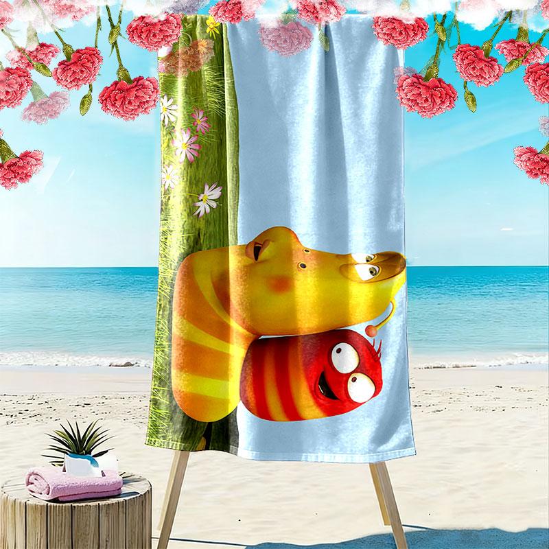 Larva Print Beach Towel, Large Soft Quick Dry Towel for Beach Camping Swimming