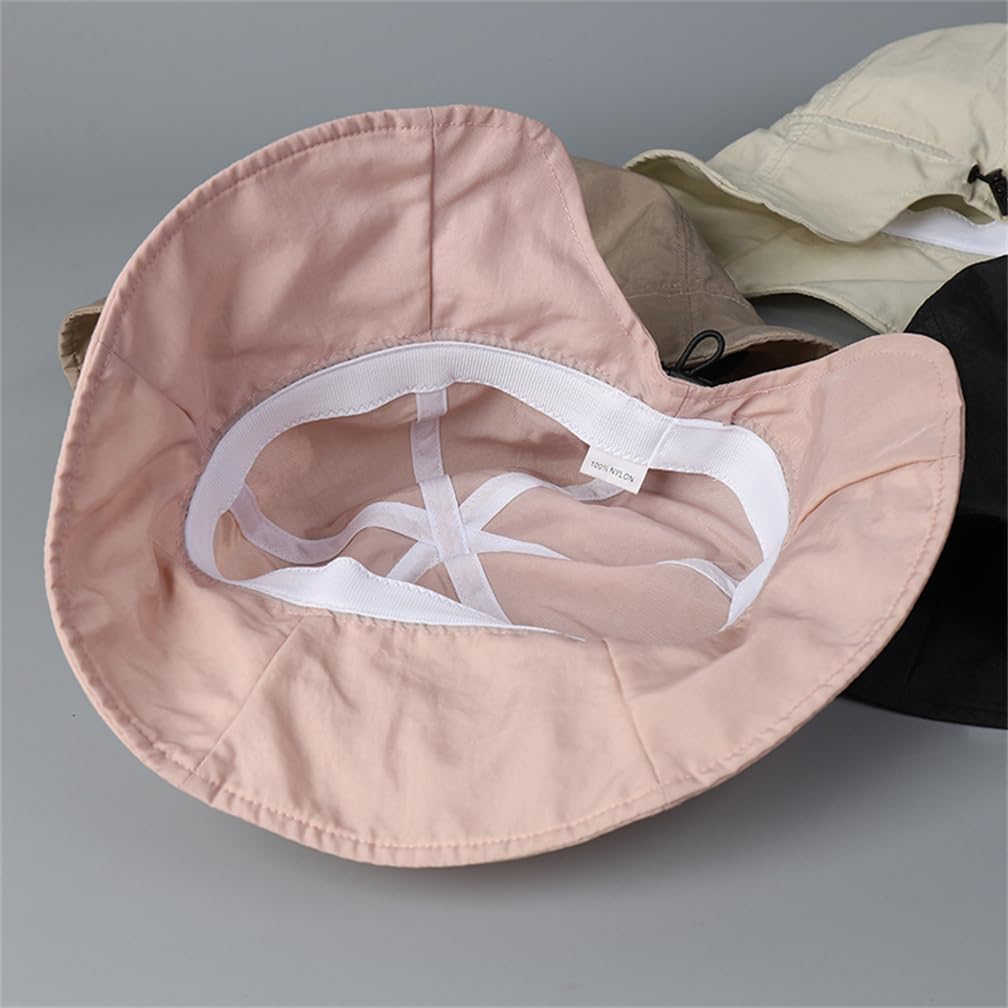 LINSHIN Summer Wide Brim Bucket Hat with UV Lightweight Sun Adjustable Solid Perfect for Outdoor and Outings One Size Fits Women's Protection, Visor,