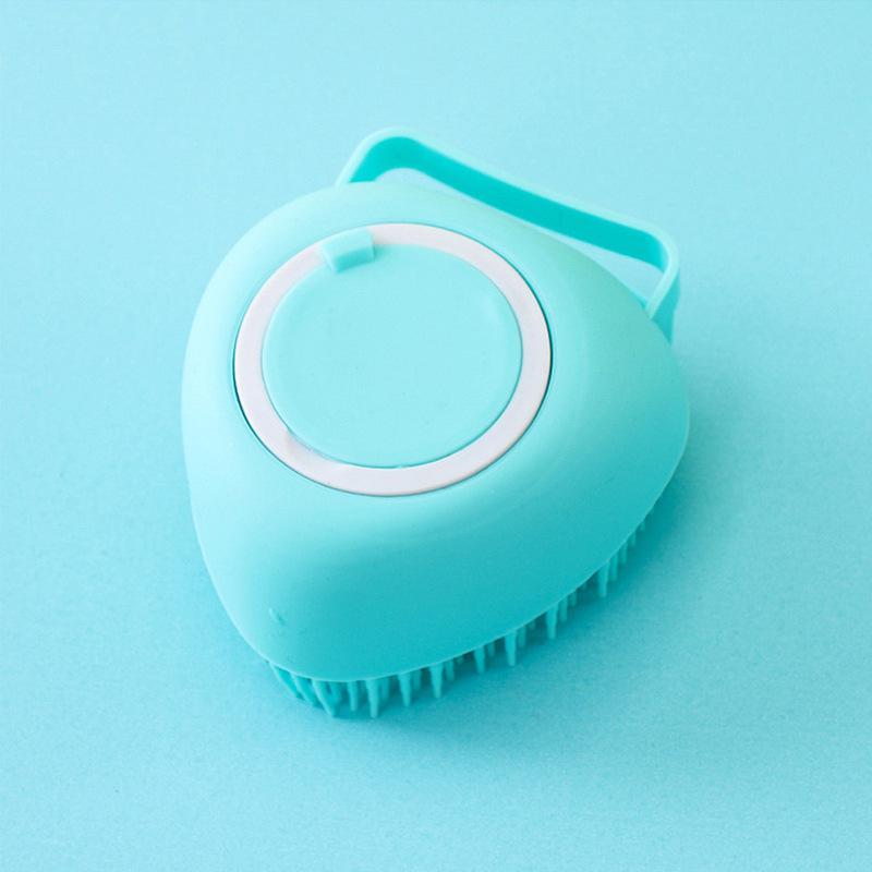 Dog Bathing Brush Pet Massage Brush Shampoo Dispenser Soft Silicone Brush Rubber Bristle for Dogs and Cats Shower Grooming Tool