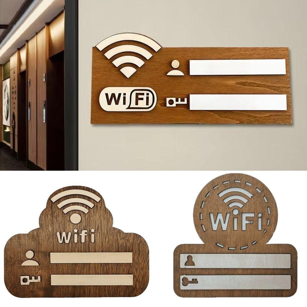 Wall Mounted WiFi Wall Stickers Wooden WiFi Signage Vintage WiFi Password Sign  Home Decor