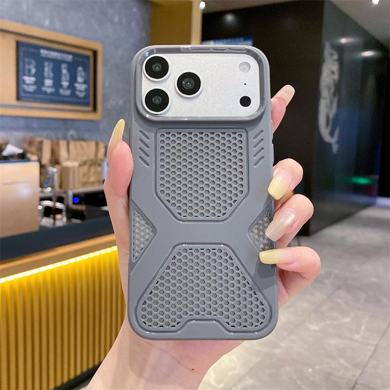 Honeycomb Grid Mesh Cooling Heat Dissipation Breathable Phone Case for iPhone 17 16 15 14 Plus 13 12 11 Pro Max Matte TPU Cover