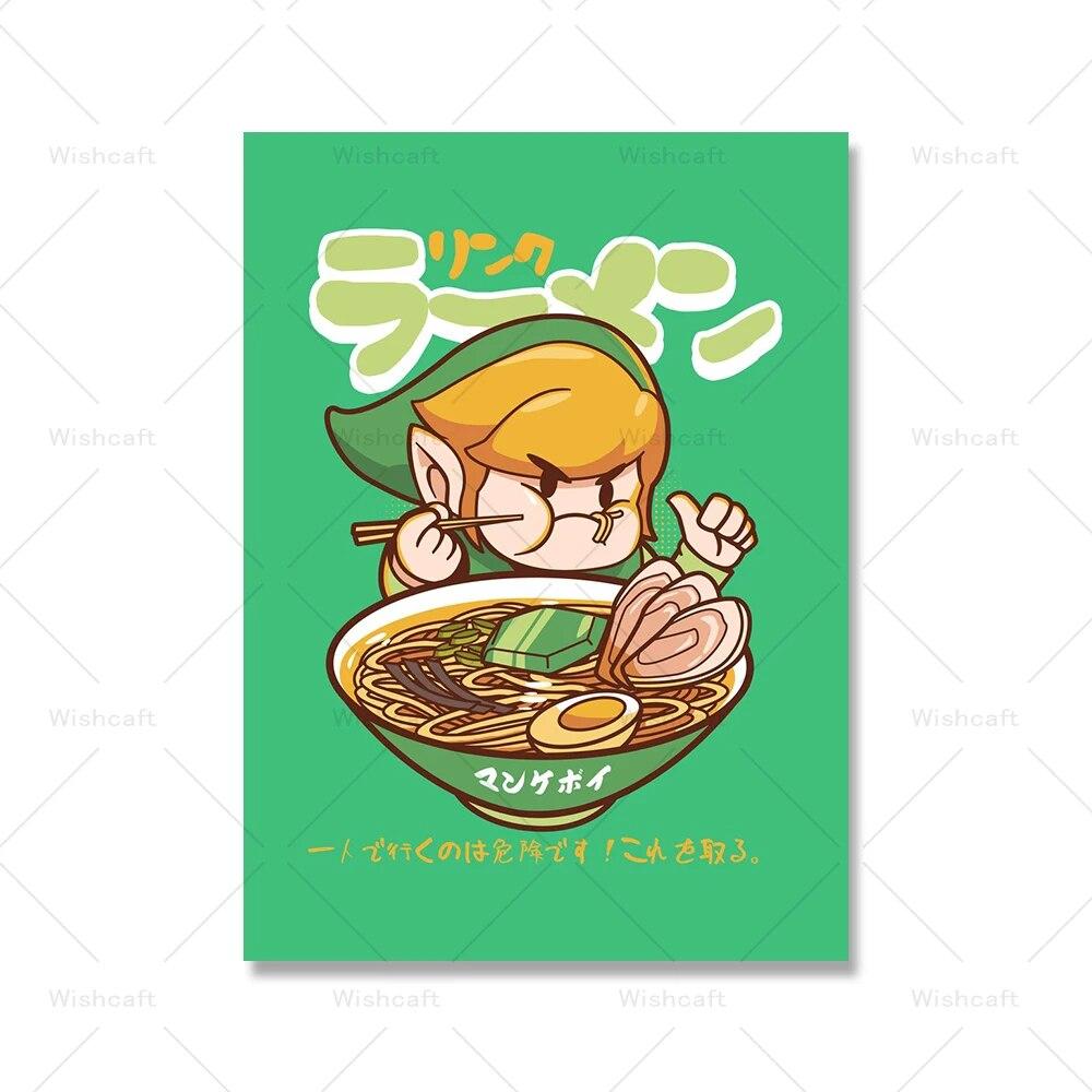 Japanese Anime Cartoon Character Ramen Food Wall Art Prints Funny Noodles Poster Kitchen Art Canvas Painting Pictures Home Decor No Frame