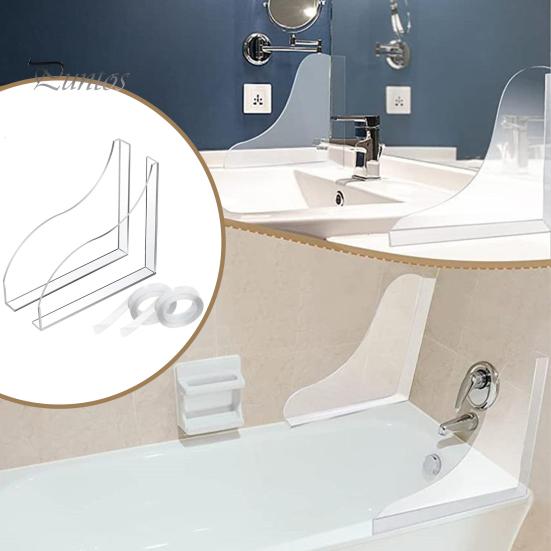 2Pcs Shower Splash Guards Self Adhesive Easy To Install Transparent Design Acrylic Shower Water Guards Bathtub Corner Splash Covers