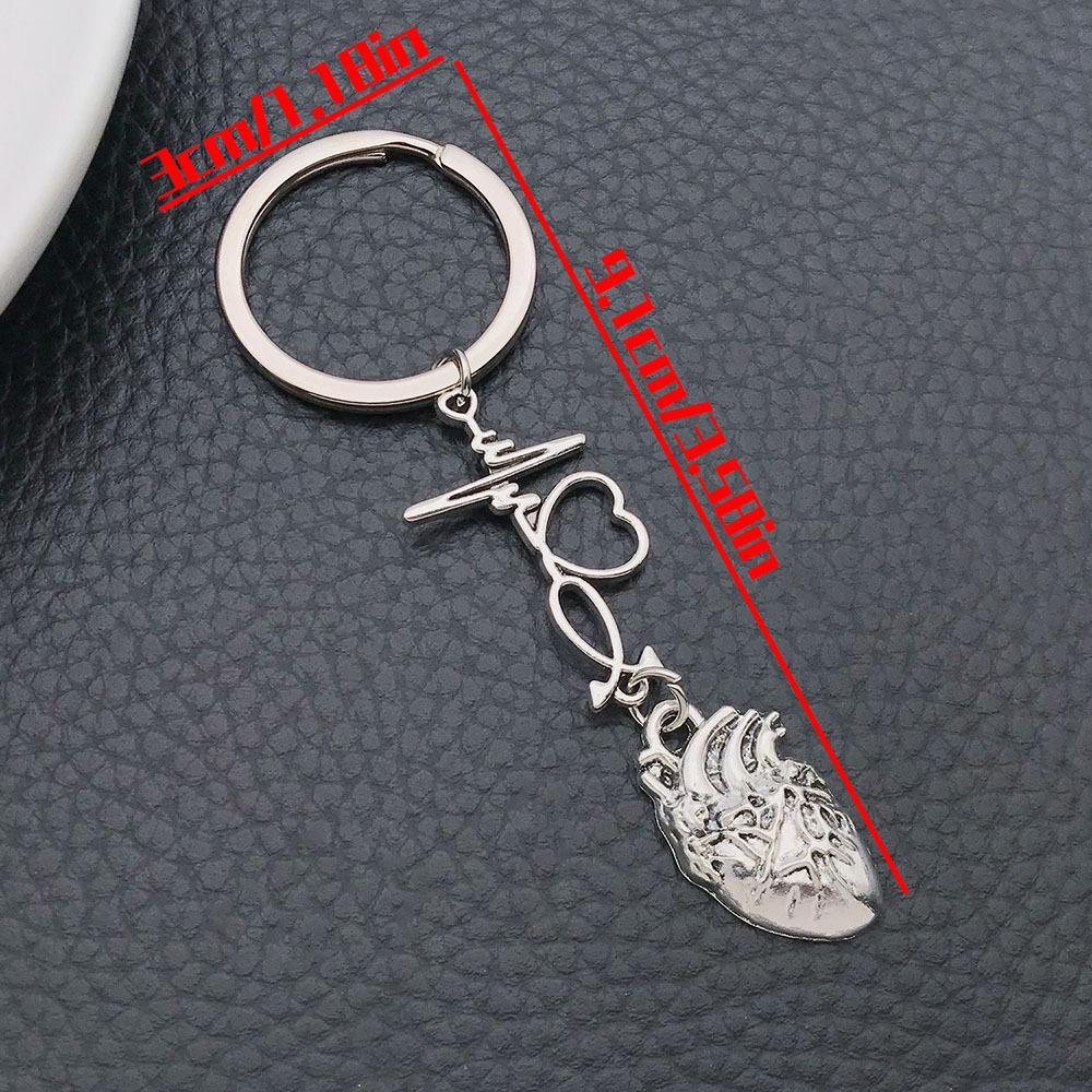 

Creative Gothic Silver Heart ECG Zinc Alloy Keychain Pendant