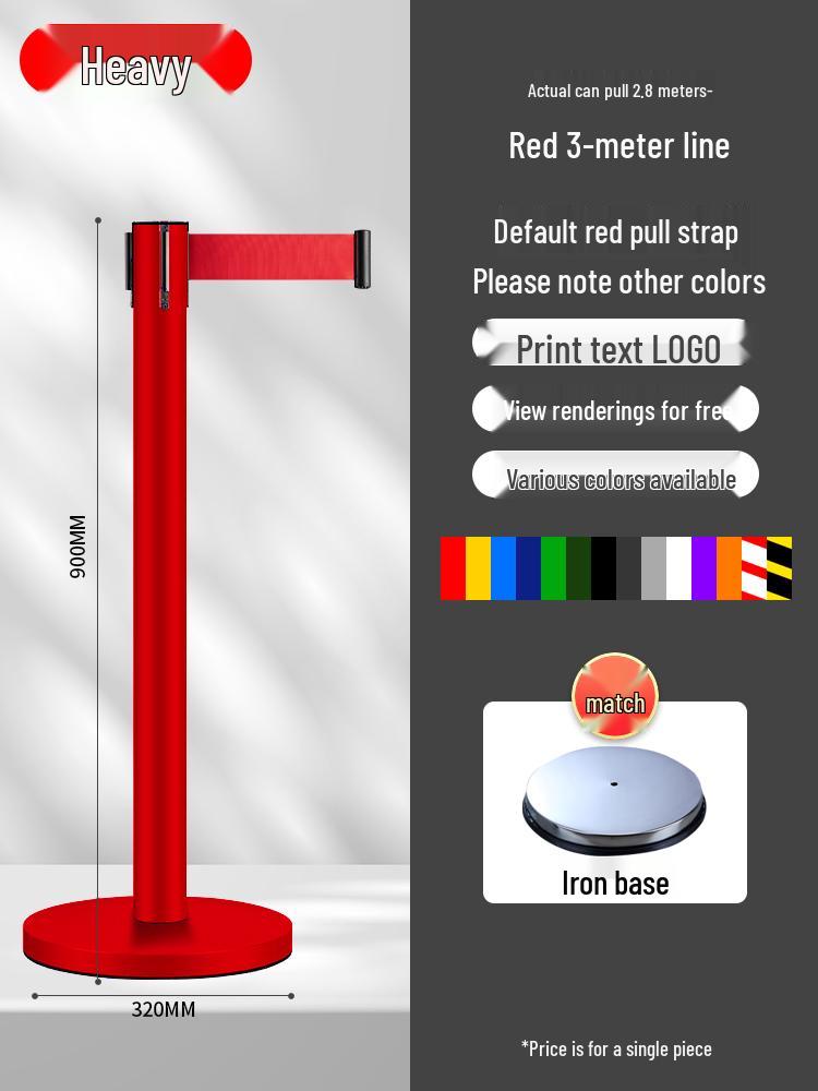 Retractable Queue Barrier Post with Belt