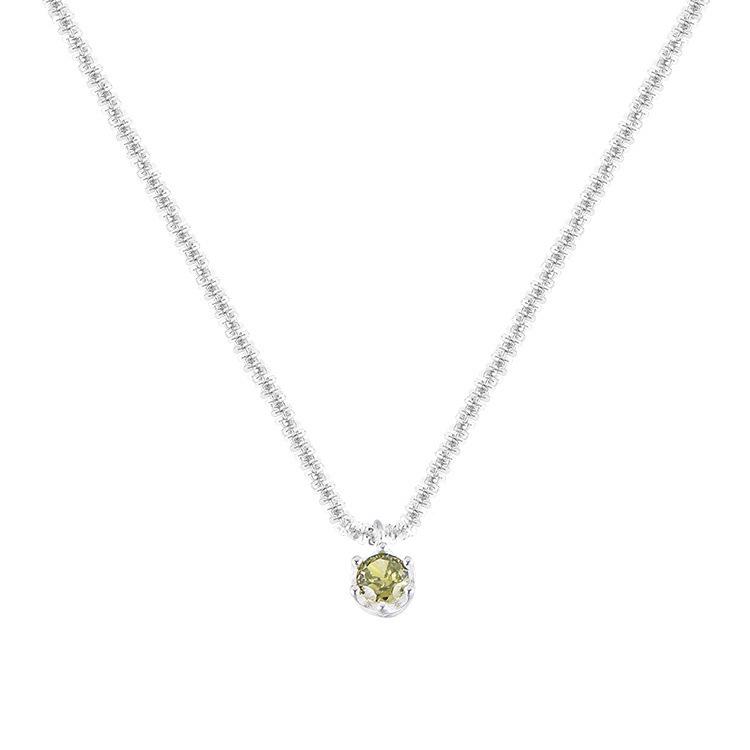S925 Silver Gypsy Star Necklace Women s Light Luxury Niche ins Sparkling Olive Green Sparkling Zirconium Clavicle Chain 925 sterling silver