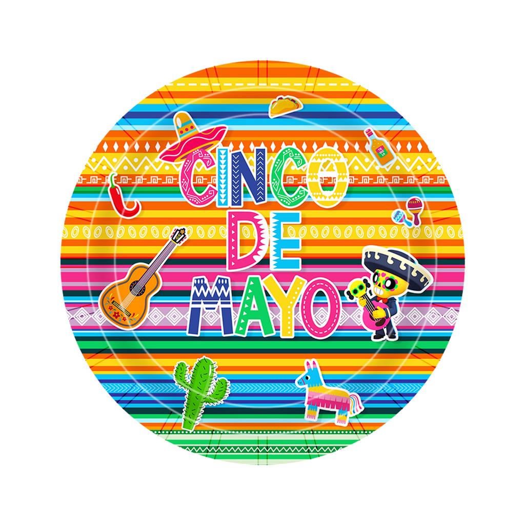 Mexican Carnival Fiesta Theme Disposable Paper Plate Set Paper Cup Paper Towel Party Decoration