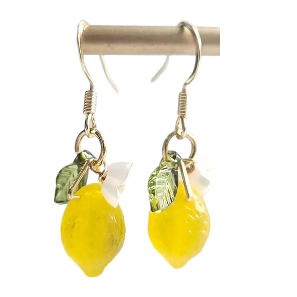 Mediterranean Inspired Lemon Earrings Comfortable Wear Sterling Silver Hook Decoration for Trendy Women Everyday Wear
