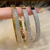 High-end Titanium Steel Non-Fade Golden Bracelet Female Shiny Zircon Bracelet Light Luxury Half Row Bangle Jewelry Gift