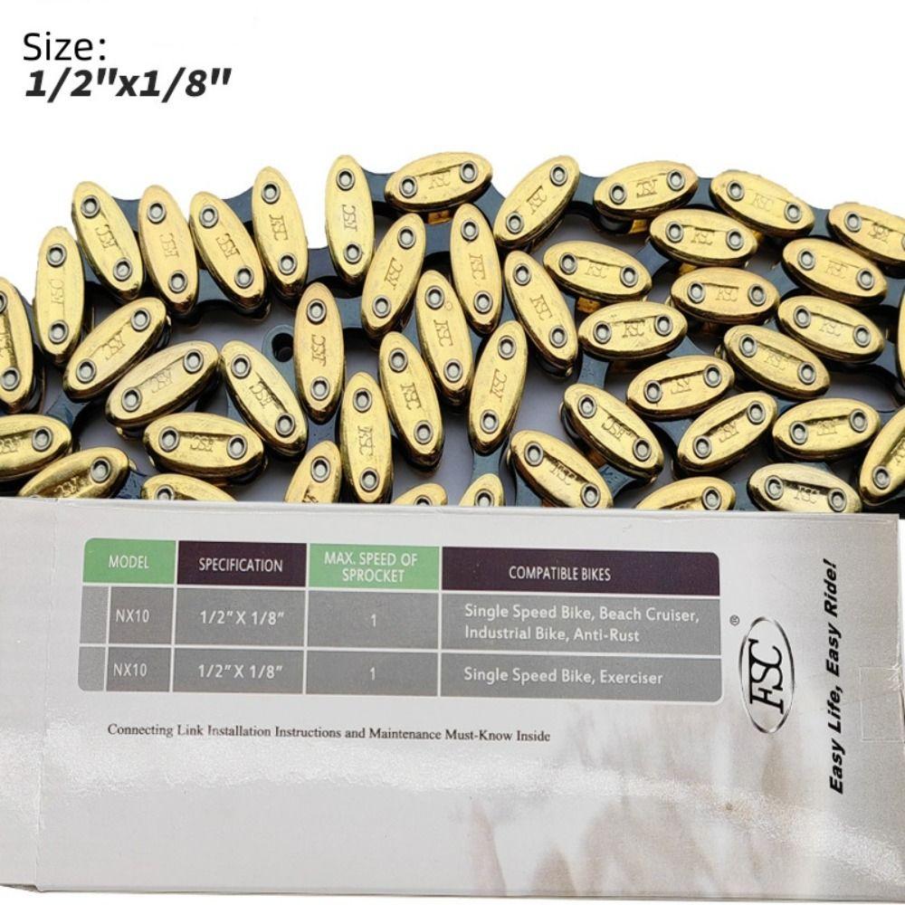 100 Link Bicycle Chain 1/2 X1/8 Single Speed Chain Ride Accessories Bicycle Olive Chain  BMX Bike