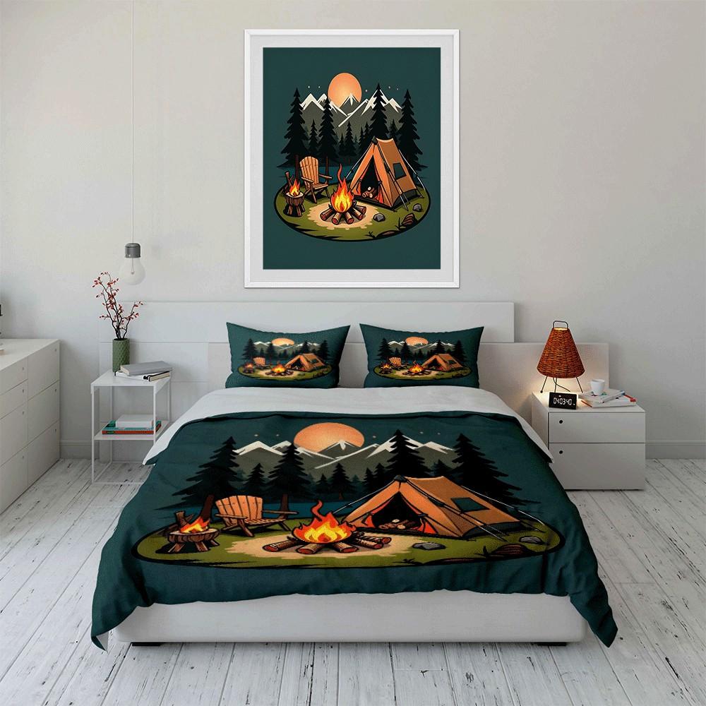 Camping Essentials: Tent, Chair, Fire Exquisite Three-Piece Bedding Set Gift For Kids And Adults
