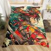 Japanese Samurai Full Size Bedding Set Cherry Blossoms Red Sun Hokusai Duvet Cover Fuji Mountain Quilt Comforter Cover