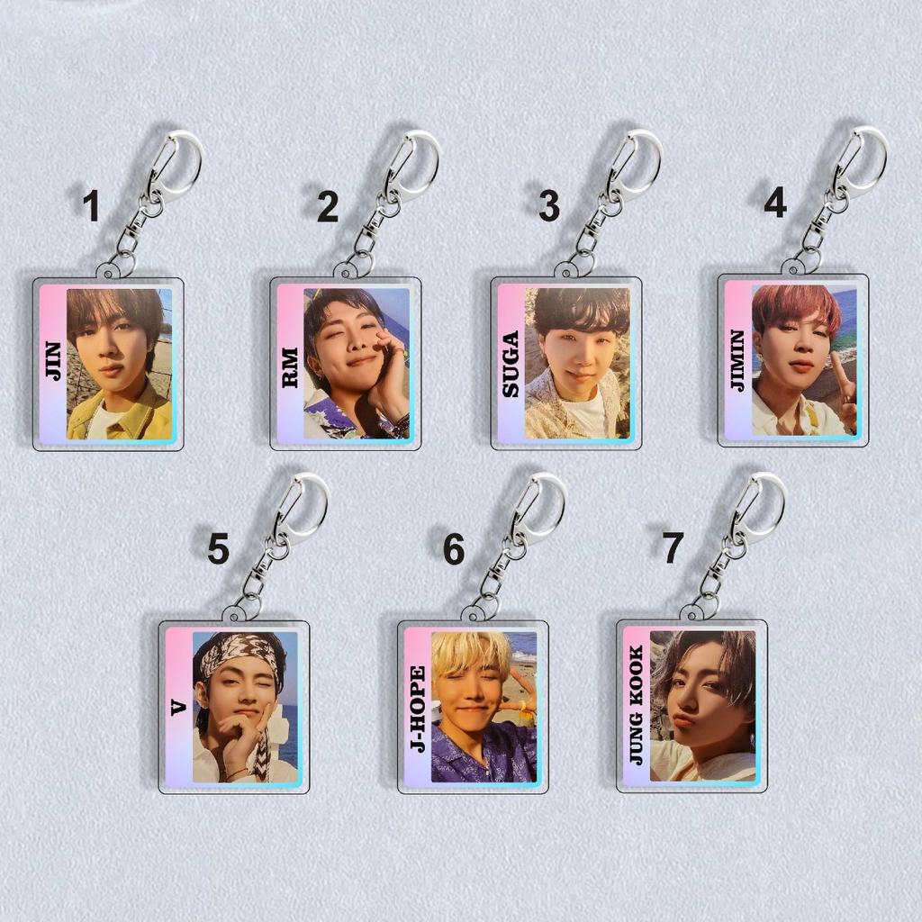 7pcs BTS Square Individual Member Keychains, Baby Pendants, Clothing Accessories, Wallet Charms, Celebrity Merchandise