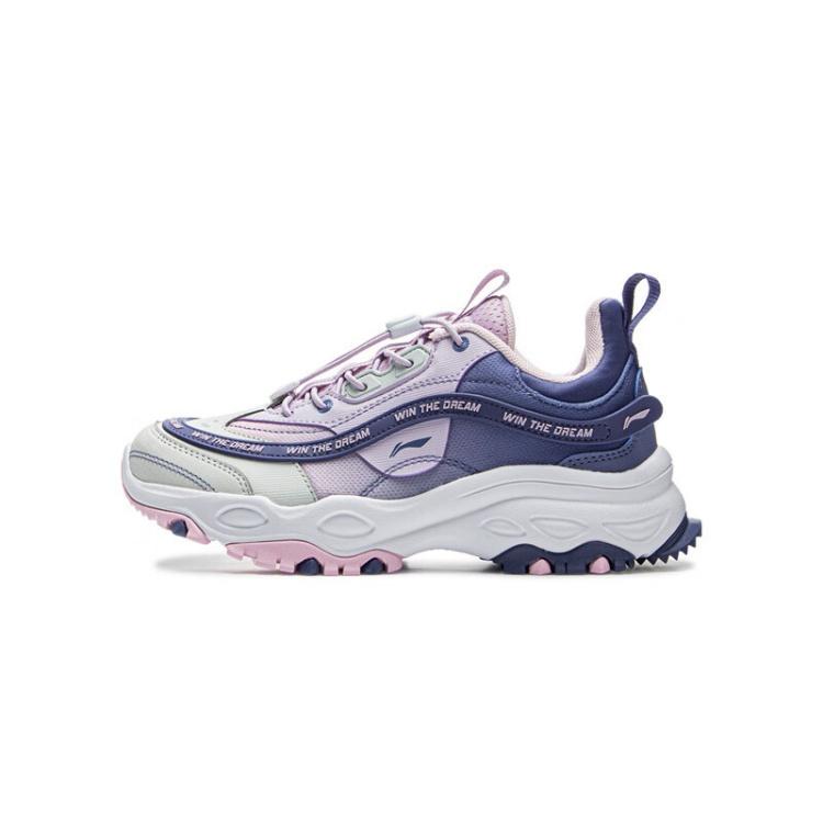 Li Ning Kids Fashion Non-Slip Low-Top Casual Shoes Kids sneaker Purple YKCU192-4