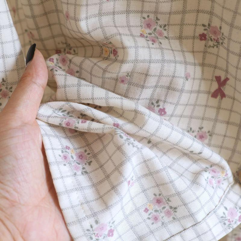 2026 New Spring and Autumn Women's Pajama Set 100% Cotton Gauze Plaid Floral Long Sleeve Cute Doll Collar Home Furnishing Set