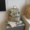 Summer Striped Woven Backpack Women's New Fashion Student Schoolbag Versatile Vacation Wind Backpack