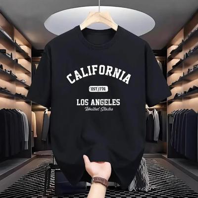 Summer New European and American Style Pure Cotton T-shirt Men's Fashion Personalized Printing