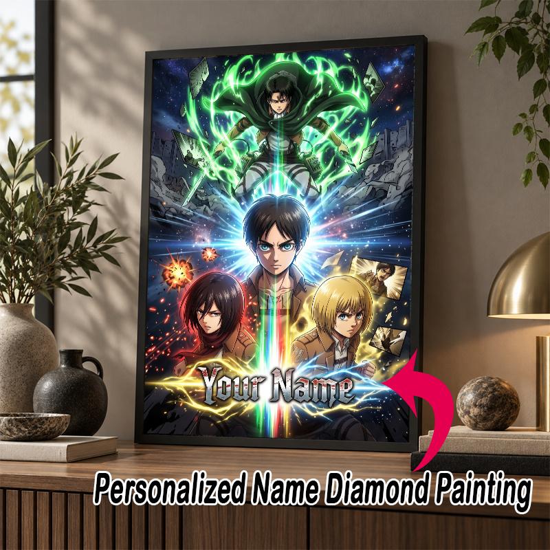 Custom Name Attack on Titan 5D Diamond Painting Personalized Full Drill Diamond Art Kit Gift