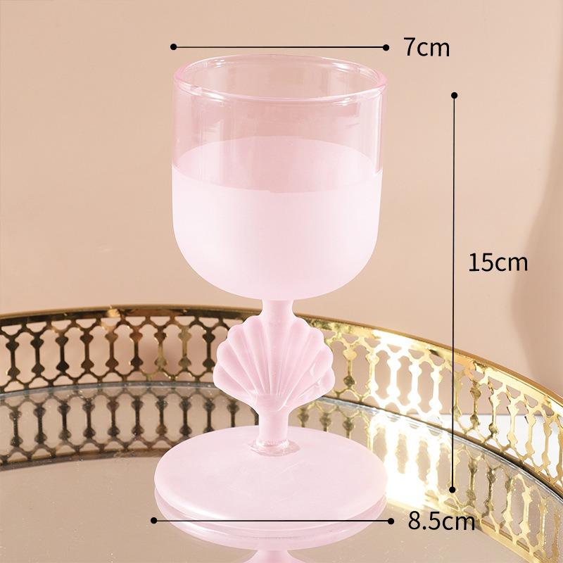 High-value Pink Frosted Shell Niche Glass Cocktail Glass, Personalized High-end Girls Glass Wine Glass