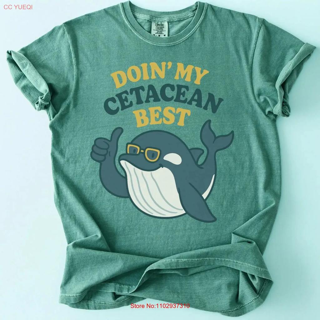 Whale T Shirt Doin My Cetacean Best Funny Orca Lover Save The Vintage Stylish Graphic Casual Comfortable Stretched