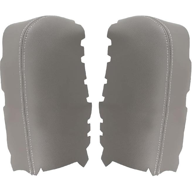 AUTOKAY 2pcs Leather Front Door Panels Armrest Cover Fits for Honda Pilot 2009-2015 - Gray