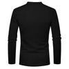 T-shirt Henley en velours côtelé pour homme 2025 coupe slim manches longues