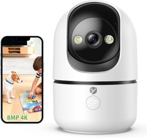 

YESRAMO 8MP 2G/5G WiFi Compatible Pet Camera, 4K Resolution Network Camera, Stable Signal, Indoor Surveillance Camera, Baby/Pet/Elderly Monitoring Cam