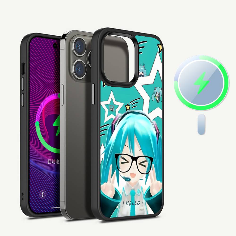 Kawaii H-Hatsune Miku Magnetic Wireless Phone Case For IPhone 17 16 15 14 Plus 13 12 11 Pro Max