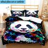 Colorful Panda Love 3pcs Bedding,Including 1pc Duvet Cover And 2pcs Pillowcases Perfect for Christmas,Ideal for Bedroom, Dormitory