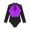 Women's Color Block Patchwork Gymnastic Leotard Bodysuit Tops Party Dance Costume Dancewear