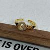 Dark Oil Dripping Full Diamond Inlaid Zirconium Four-Leaf Clover Open Ring Simple Light Luxury High Fashion Women