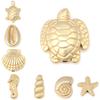 Doreen Box Ocean Jewelry Beads Zinc Alloy Sea Turtle Conch Star Fish Animal Matt Gold Color Accessories for DIY Jewelry, 10 PCs