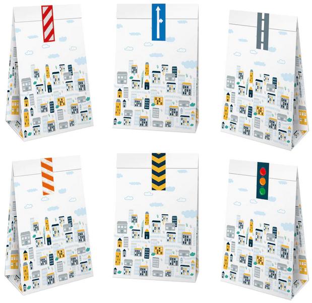 Paper Bags for Candy Cars 6 Pcs