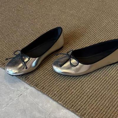 Sheepskin Version~ Gentle Wind Temperament Bow Design Round Head Shallow Mouth Single Shoes Fashionable Soft Sole Versatile Comfortable Single Shoes