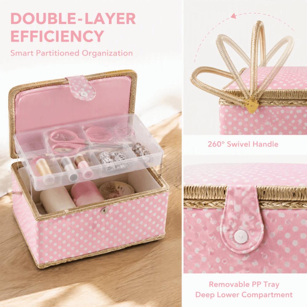 Inner Bag Large Capacity Sewing Box Detachable Tray DIY Sewing Kit For Craft Lovers