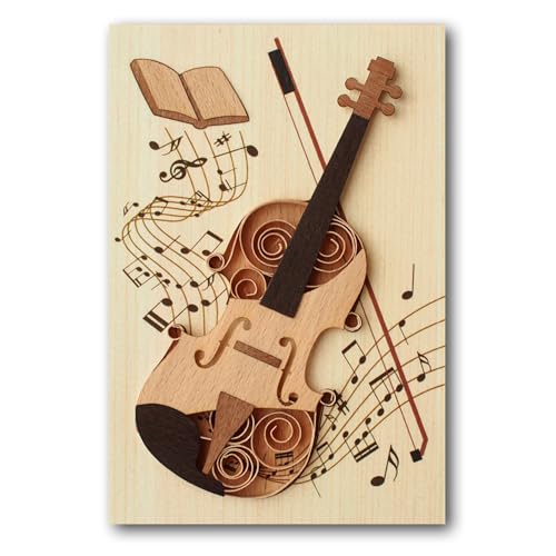 KINOWA "Violin" Wood-Painting Original Handmade Quilling Kit, Musical Instrument, Made In Japan
