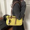 Stylish Vintage Shoulder Bag Large Capacity Imitation Suede Underarm Bag Solid Color Pendant Decoration Women's Handbag Women