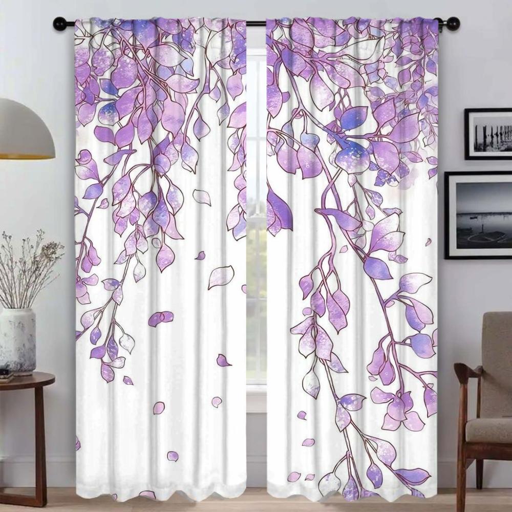 A Little Flowers Elegant Room Curtains for Living Room Halloween Decoration Partition Tulle for Bedroom Blackout Curtain Blinds