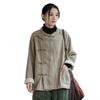 Johnature Women Chinese Style Stand Long Sleeve Button Winter Vintage Female Tops