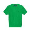 Polo Bawełniany sweter z warkoczowym splotem z krótkim rękawem Swetry damskie 211910987-035